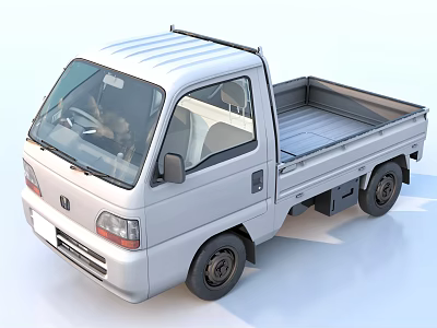 White Small Single Cab Truck With Open Cargo Bed For Urban Transport 3d model
