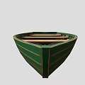 Traditional Green Wooden Boat With Wooden Planks And Classic Design Structure