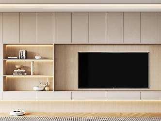 Modern TV Background Cabinet Cream TV Background Wall 3d model