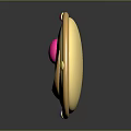 Golden Circular Household Decor Item With Pink Central Gem And Colored Stones Crescent Design