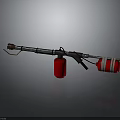 Flamethrower Equipment With Metal Spray Pipe Red Fuel Canisters And Control Grip