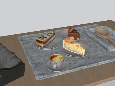 Modern Food Breakfast Cake Coffee 3d model Modern Food Breakfast Cake Coffee 3d model