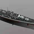 Detailed Warship Model With Main Guns Turrets Deck Structure And Hull Design