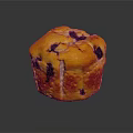 Golden Freshly Baked Blueberry Muffin With Moist Texture And Visible Berries