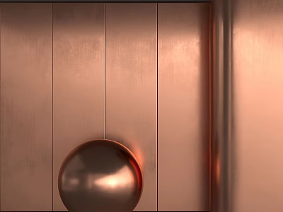 Copper Metal Vertical Panel Wall Component With Smooth Round Sphere And Reflective Finish 3d model