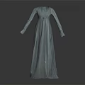 Elegant Light Blue Long Sleeve Round Neck Pleated Maxi Dress Design