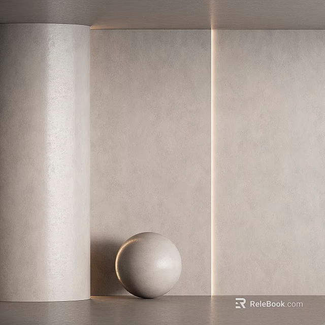 Modern Interior Design Featuring Cylindrical Component Light Gray Wall And Spherical Decoration 3d model 