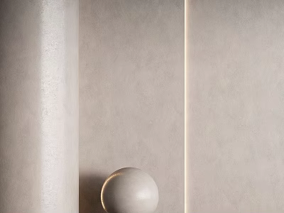 Modern Interior Design Featuring Cylindrical Component Light Gray Wall And Spherical Decoration 3d model