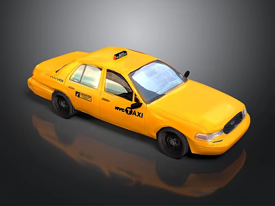Yellow NYC Taxi Vehicle With Classic Design And Roof Sign Exterior 3d model