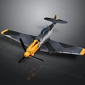 Aerospace Themed Model Aircraft With Gray Body Yellow Propeller And Wings Design