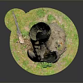 Decorative Tree Stump Figurine With Central Hole And Green Grass Base Design