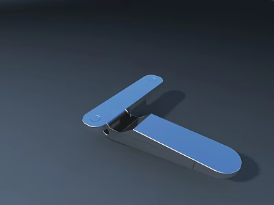 Blue Metal Airliner Wing Component With Aerodynamic Shape And Smooth Surface 3d model