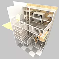 Multi Level Indoor Playground Equipment With Stairs Platforms Railings And Mesh Design