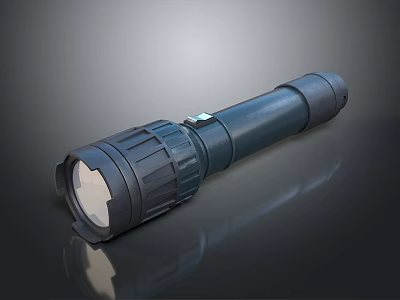 Durable Black Flashlight With Textured Grip And Bright LED Light 3d model