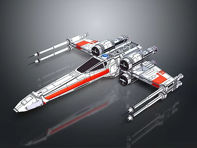 Detailed X Wing Starfighter Model Showcasing Cosmic Aerospace Features 3d model