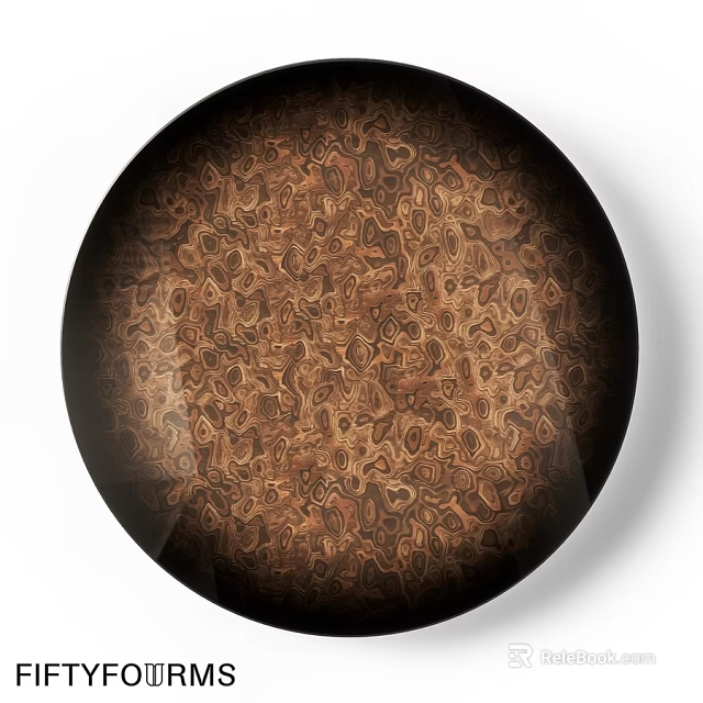 Round Brown Wall Decor With Intricate Pattern And Black Border For Home Interior 3d model 