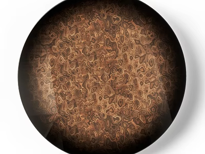 Round Brown Wall Decor With Intricate Pattern And Black Border For Home Interior 3d model