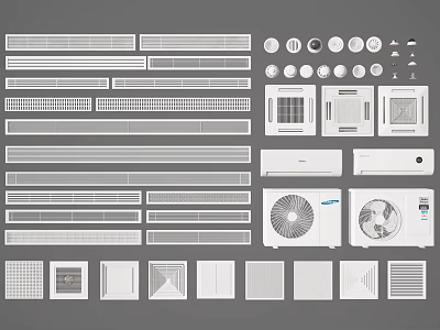 Air Conditioner Air Outlets With Various Grille Designs And Modern Vent Cover Styles 3d model