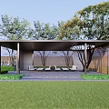 Modern Pavilion Community Meeting Room 3d model
