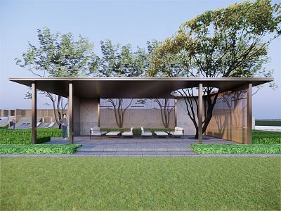 Modern Pavilion Community Meeting Room 3d model