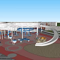 Interactive Children's Play Area With Colorful Flooring Circular Structures And Slides