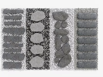 Various Natural Stone Stepping Stones With Different Patterns For Garden Pathway 3d model