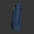 Blue Oversized Hoodie With Zipper Closure White Drawstrings And Stitching Details