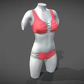 Women's Red Bikini Swimsuit With Stylish Straps On Mannequin