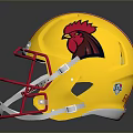 Yellow Tactical Helmet With Red Stripes Rooster Logo And Face Mask Weapon Gear