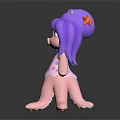Doll With Octopus Like Legs Purple Hair Pink Body Polka Dot Dress Red Head Accessory