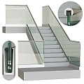 Modern Stairs Interior Design With Glass Railing And White Steps 3d model