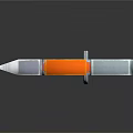 3D Rendered Weapon With Orange Blue Geometric Blade And Handle Design