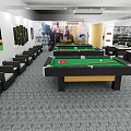 Modern Billiard Room With Wooden Furniture Comfortable Lighting And Leisure Space