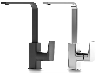 Modern Stylish Black And Silver Faucets With Contemporary Design Features 3d model