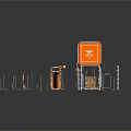 Orange And Silver Industrial Elements Featuring Signs Railings Windmills And Cones
