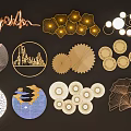 Modern Artistic Wall Decor With Geometric Floral Circular Gold White Copper Elements 3d model
