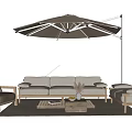 Comfortable Outdoor Sofa Set With Armchairs Coffee Table And Large Umbrella 3d model