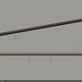 Two Modern Handrails In Brown And Beige With Metal Supports On Light Colored Wall