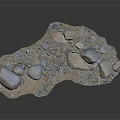Realistic Detailed Irregular Terrain Model With Stones And Gravel Textured Surface