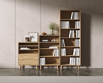 Modern Bookcase Solid Wood Bookcase 3d model