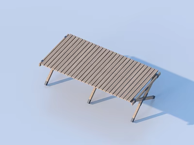 Durable Outdoor Table With Striped Wooden Surface And Foldable Legs Design 3d model