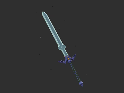 Fantasy Game Style Sword With Blue Blade Purple Hilt And Starry Dark Background 3d model