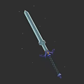 Fantasy Game Style Sword With Blue Blade Purple Hilt And Starry Dark Background