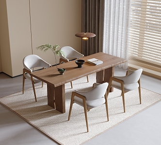 Modern Dining Table and Chair Combination Dining Table Dining Chair Single Chair Carpet 3d model