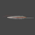 3D Rendered Trilobite With Green Red Body Long Antennae And Exoskeleton