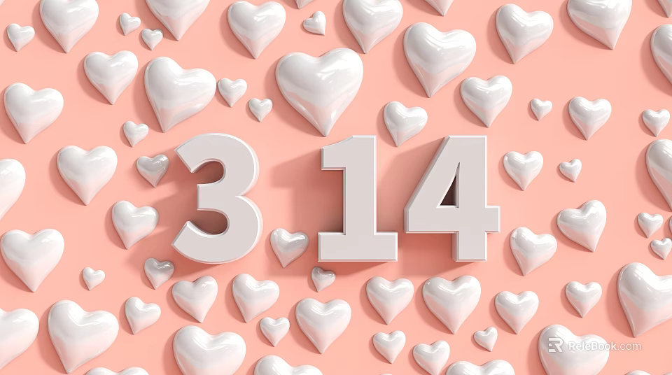 3D Heart Shaped Landscape Sculpture With Numbers 314 On Pink Background 3d model 