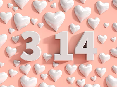 3D Heart Shaped Landscape Sculpture With Numbers 314 On Pink Background 3d model