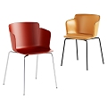 Simple and stylish atmospheric plastic leather dining chair combination 3d model