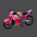 Stylish Pink and Orange Motorcycle with Intricate Floral Patterns and Modern Design