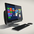 Modern All in One PC with Colorful Windows Interface and Matching Keyboard Mouse 3d model